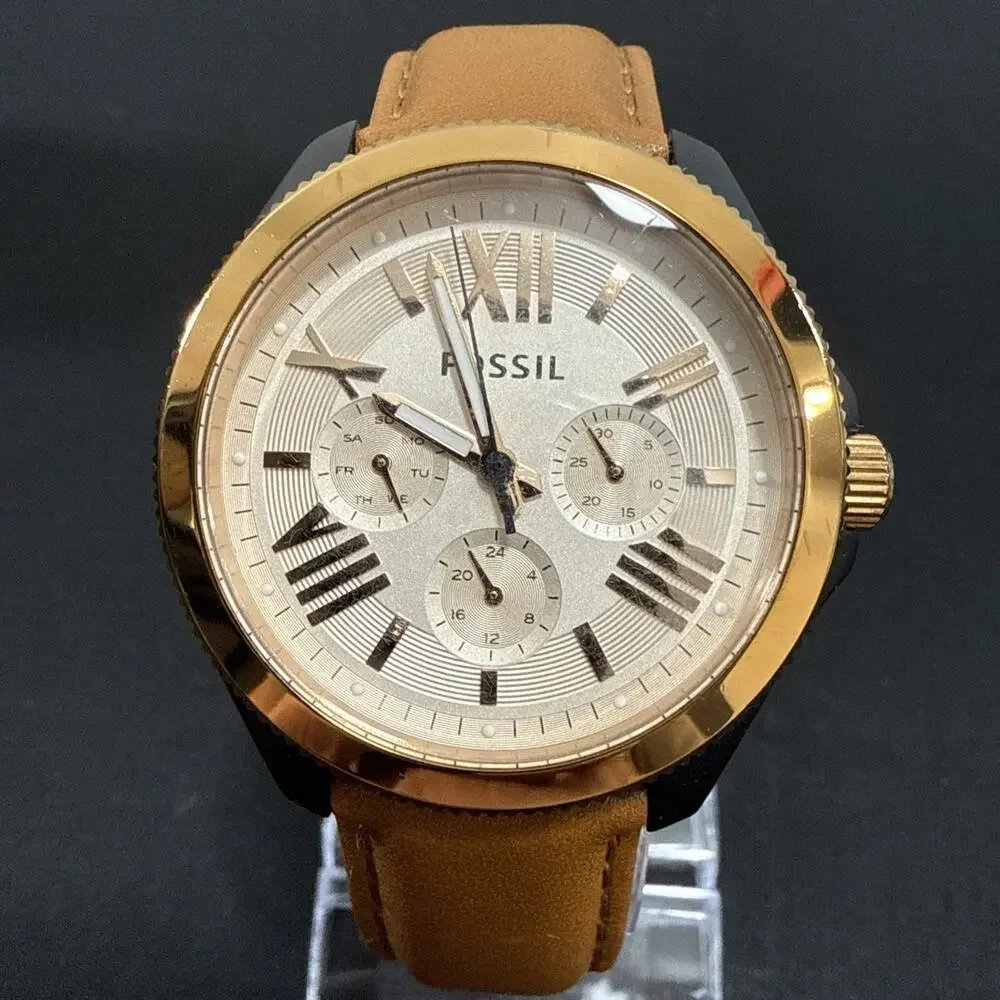 Fossil Cecile AM4624 Women's Wristwatch New Brown Leather Band New Battery (Z1)